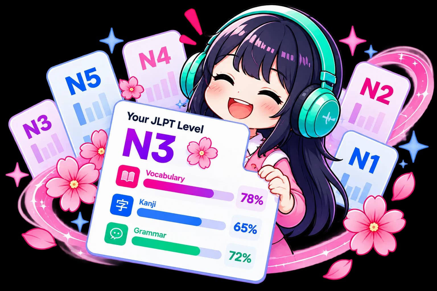 Cheerful Chibi JLPT N3 Results Diagnostic